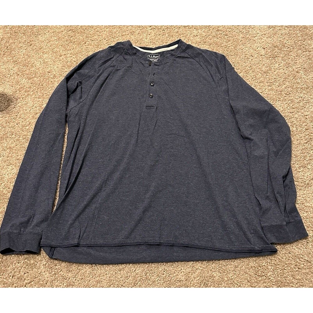 LL Bean Dark Blue Henley Long Sleeve Slightly Fitted XL